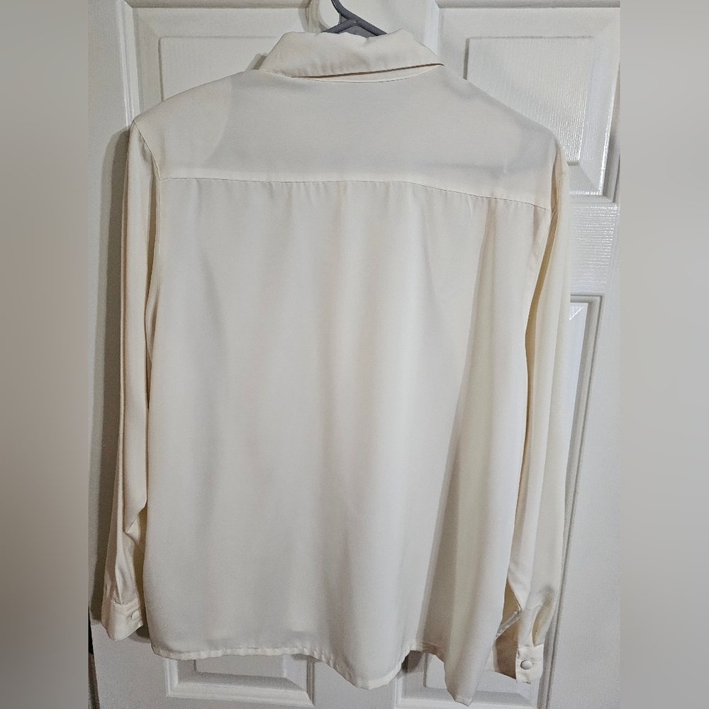 Alfred Dunner Women 16 Blouse White Embroidered Collared Vintage 80s Classic - Picture 3 of 8
